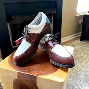 NWT Foot-Joy Europa Collection Brow & White Golf Shoes Sz 8.5